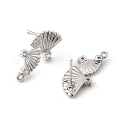 Brass Micro Pave Cubic Zirconia Stud Earring Findings&nbsp;LS-KK-K371-44P