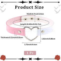 Adjustable Gothic Two Tone PU Leather Alloy Heart Choker Necklaces for Women&nbsp;NJEW-WH20816-007P-E
