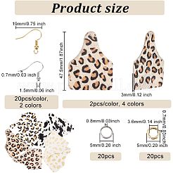ボトルダングルイヤリングの作り方キット  ヒョウ柄の牛革ペンダントを含む  真鍮のピアスフック  ミックスカラー  88個/箱&nbsp;DIY-OC0009-76