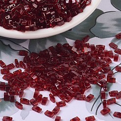 MIYUKIハーフティラビーズ  日本製シードビーズ  2の穴  (htl304) ガーネットの金光沢  5x2.3x1.9mm  穴：0.8mm  約12500個/500g&nbsp;SEED-MY05-HTL304