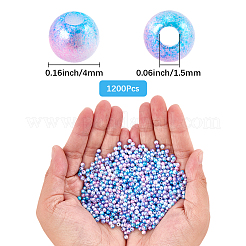 ABSプラスチックパール調ラウンドビーズ  ディープスカイブルー  4mm  穴：1.5mm  1200個/セット&nbsp;SACR-SP0001-31A-02