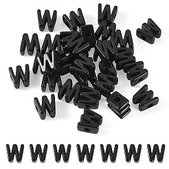 アクリルヨーロピアンビーズ  大穴ビーズ  文字W  21x17.5x13.5mm  穴：6mm&nbsp;OACR-TAC0013-14W