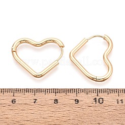 304ステンレススチールフープピアス  ハート  18KGP本金メッキ  21.5~22x26x2.5mm&nbsp;STAS-T074-53G