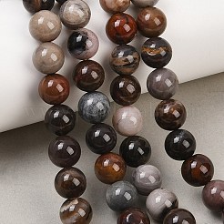 天然珪化木ラウンドビーズ連売り  8~9mm  穴：1mm  約43~47個/連  15インチ&nbsp;G-F266-08-8mm