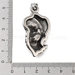 レトロな304ステンレススチールの大きなペンダント  アンティークシルバー  頭蓋骨のテーマ  47x25.5x8mm  穴：8.5x5.5mm&nbsp;STAS-I205-38AS-08