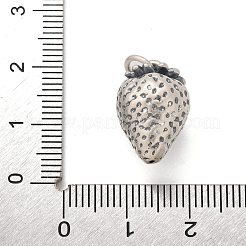 上質なシルバーのフルーツペンダント  3d イチゴチャーム 丸カン付き  アンティークシルバー  18.5x12x12mm  穴：4mm&nbsp;STER-D300-13AS