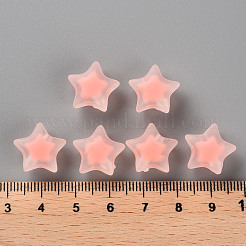 透明なアクリルビーズ  艶消し  二層ビーズ  スター  鮭色  14x15x8.5mm  穴：2mm  約518個/500g&nbsp;TACR-S152-02C-SS2109