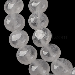 天然石クオーツクリスタルビーズ連売り  ロッククリスタルフラットラウンドビーズ  7.5~8x4.5~5mm  穴：1.2mm  約50~51個/連  14.57~15.35インチ（37~39cm）&nbsp;G-T047-A01-01
