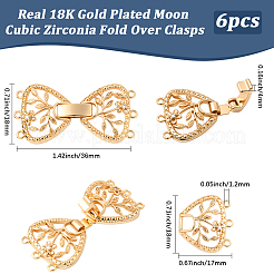 真鍮マイクロパヴェキュービックジルコニア折りたたみ式留め具6個  蝶結び  18KGP本金メッキ  18mm&nbsp;KK-BBC0021-30