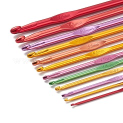 アルミかぎ針編みのフック針  ミックスカラー  150x3~11.5mm  ピン：2mm / 2.5mm / 3mm / 3.5mm / 4mm / 4.5mm / 5mm / 5.5mm / 6mm / [10]mm / [11]mm / [12]mm  6.5個/セット&nbsp;TOOL-S011-01