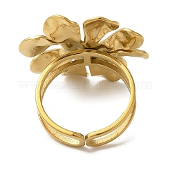 Ion Plating(IP) 304 Stainless Steel Flower Open Cuff Rings for Women&nbsp;RJEW-Z053-11G