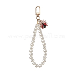 10個 10スタイル アクリルパールビーズペンダント装飾  ハート/亀/花の合金エナメルチャーム付き  バッグの飾りに  ミックスカラー  144mm  1個/スタイル&nbsp;HJEW-JM02310