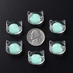 透明なアクリルビーズ  二層ビーズ  猫  アクアマリン  16x18.5x14.5mm  穴：3.5mm  約78個/200g&nbsp;X1-MACR-S373-115-B03