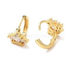 Clear Cubic Zirconia Crown Hoop Earrings&nbsp;EJEW-P199-04G