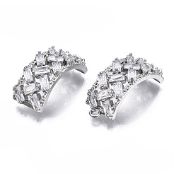 真鍮象眼細工の透明な立方晶ジルコニアペンダント  アーチ  プラチナ  22.5x9x3~8.5mm  穴：1.5mm&nbsp;ZIRC-S069-002P