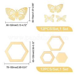 2 Sets 2 Style Hexagon & Butterfly 3D Acrylic Mirrors Wall Stickers&nbsp;DIY-GA0002-51A
