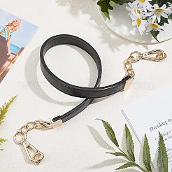 イミテーションレザーバッグハンドル  合金回転式ナスカン付き  バッグストラップ用交換アクセサリー用  ブラック  62.5x1.9x0.45cm&nbsp;FIND-WH0070-08D