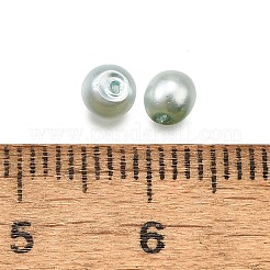 ベーキングペイント パール加工ガラスパールラウンドビーズ  淡いターコイズ  4x3.5mm  穴：1mm  約6000個/500g&nbsp;HY-XCP0001-25C