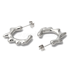変色しない304ステンレススチール製メルティングリングスタッドピアス  ハーフフープピアス  ステンレス鋼色  22.5x3mm&nbsp;EJEW-B026-20P
