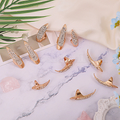 1 Set Alloy Rhinestone Women Finger Nail Rings&nbsp;RJEW-GL0001-03KCG