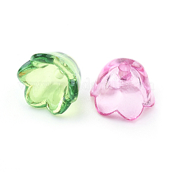 透明なアクリルビーズ  チューリップの花  ジュエリー作りのためのビーズキャップ  スズラン  ミックスカラー  10x6mm  穴：1.5mm  約1900個/500g&nbsp;PL548M