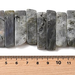 天然石ラブラドライトビーズ連売り  長方形  トップ掘削  22~60x6~14x6~9mm  穴：1.5~2mm  約17~22個/連  7.48''~8.07''（19~20.5センチメートル）&nbsp;G-S386-D18