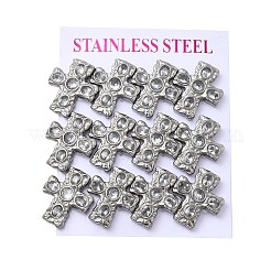 304ステンレススチール製キュービックジルコニアクロススタッドピアス6組  ステンレス鋼色  透明  21x18mm&nbsp;EJEW-P330-01P