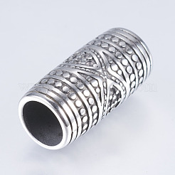 304ステンレスチューブビーズ  大穴ビーズ  アンティークシルバー  24x12mm  穴：8.5mm&nbsp;STAS-I076-086AS