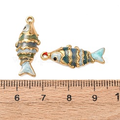 304ステンレスペンダント  エナメル  魚のチャーム  18KGP本金メッキ  イオンプレーティング（ip）  グリーン  26x10x4mm  穴：1.4mm&nbsp;STAS-N129-14A-G02