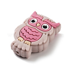 フクロウの食品グレードのシリコーン焦点ビーズ  DIYネックレスの製作  淡いバイオレットレッド  30x20.5x9mm  穴：2mm&nbsp;SIL-Z014-02A