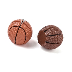 不透明樹脂製スポーツペンダント  混合図形  プラチナ鉄フープ付き  ミックスカラー  24~28x21~26mm  穴：1.8mm&nbsp;CRES-B023-04