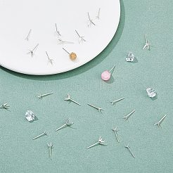 12ペア6スタイル925スターリングシルバースタッドピアス金具  プロングイヤリングのセッティング  s925スタンプとプラスチックイヤーナット50個付き  銀  3~8x3~8mm  ピン：0.7~0.8mm  2ペア/スタイル&nbsp;STER-DC0001-27