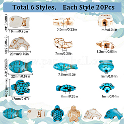 120Pcs 6 Styles Synthetic Turquoise Beads Strands&nbsp;G-SC0002-85
