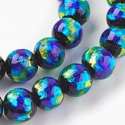 Handmade Silver Foil Glass Lampwork Beads&nbsp;LAMP-P051-G02-8mm