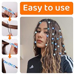 アクリルヘアブレイディングツイストスタイリングツールセット  ヘアドレッドヘアジュエリー  ディープスカイブルー  14x12x10mm  穴：4.5mm&nbsp;DIY-FZC0002-01B