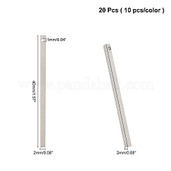真鍮チャーム  ストリップ/バー  プラチナ·ゴールデン  40x2x2mm  穴：1mm  2色  10個/カラー  20個/箱&nbsp;KK-AR0001-47