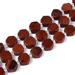 天然石レッドジャスパービーズ連売り  六角  シードビーズで  8~10x8~10x4~5mm  穴：0.9~1mm  約18~19個/連  7.68~8.07''（19.5~20.5センチメートル）&nbsp;G-P534-A19-01
