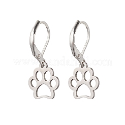 304 Stainless Steel Paw Print Leverback Earrings&nbsp;EJEW-JE06528
