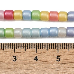 プリントガラスビーズ焼付塗装ガラスビーズ連売り  コラム  カラフル  4~5x4~5mm  穴：1.2mm  約95~96個/連  15.75''~15.94''（40~40.5センチメートル）&nbsp;LAMP-S070-08C