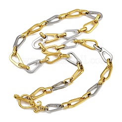 Two Tone 304 Stainless Steel Teardrop Link Chain Necklaces&nbsp;NJEW-C092-02GP
