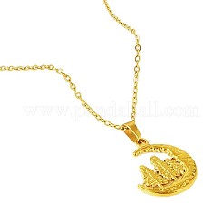 304 Stainless Steel Moon with Tree Pendant Necklaces for Women&nbsp;WG999C1-02