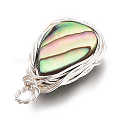 Natural Abalone Shell/Paua Shell Pendants&nbsp;X-PALLOY-JF00477-02