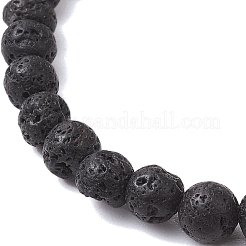 6mm Round Natural Lava Rock & Pearl Beaded Stretch Bracelets for Women&nbsp;BJEW-JB10619-02