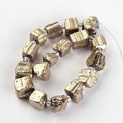 Nuggets Electroplated Natural Pyrite Beads Strands&nbsp;G-I177-04