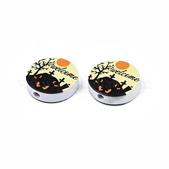 Halloween Printed Natural Wood Beads&nbsp;WOOD-T021-75