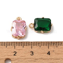 真鍮製チャーム  ガラスと  長方形  ゴールドカラー  ミックスカラー  14x9x5mm  穴：1.4mm&nbsp;KK-C062-013G