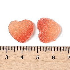 模造キャンディ食品スタイルの樹脂カボション  ハート  グラデーションカラー  トマト  15.5x17x5.5mm&nbsp;RESI-R461-01L
