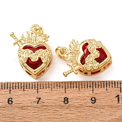 Brass Pave Red Cubic Zirconia Pendants&nbsp;CU-CBA7B6A-01G