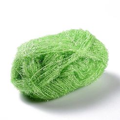 ポリエステルかぎ針編みの糸  きらめくスクラブ糸  布巾用  編み物を飾る工芸品  薄緑  10~13x0.5mm  218.72ヤード（200m）/ロール&nbsp;OCOR-G009-01C