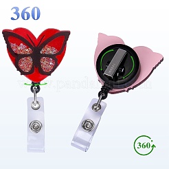Rhinestone Quicksand Effect Acrylic & ABS Plastic Badge Reel&nbsp;AJEW-SZ0002-45C